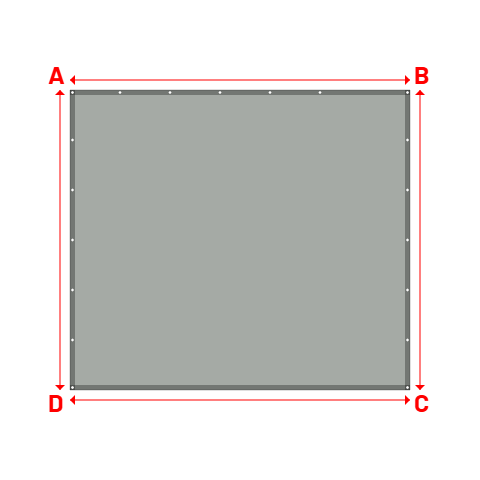 Bâche plate rectangle sur mesure en Membrane PVC 670gr/m² Gris clair RAL 7038 - 3.40x3.00m