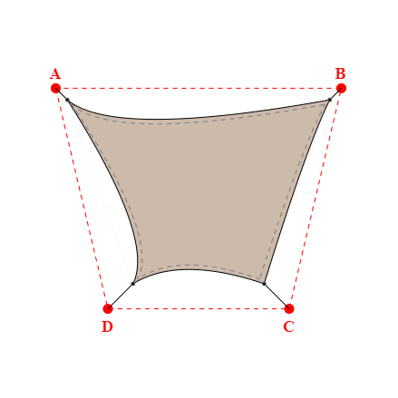 Voile d'ombrage trapèze en Soltis Lounge 96 Sandy beige 96-2135 - 5,79x4,19x2,89x4,19m