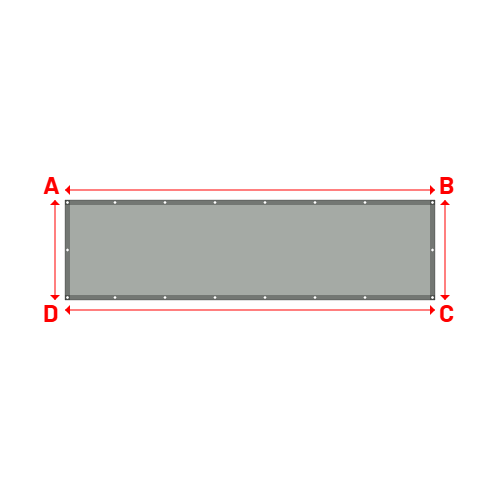 Bâche plate rectangle sur mesure en Membrane PVC 670gr/m² - Etanche Gris clair RAL 7038 - 3.70x1.00m