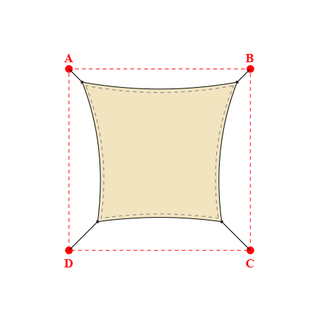 Voile d'ombrage carrée en Soltis Horizon 86 Champagne 86-2175 - 2,99x2,69x2,39x2,69m