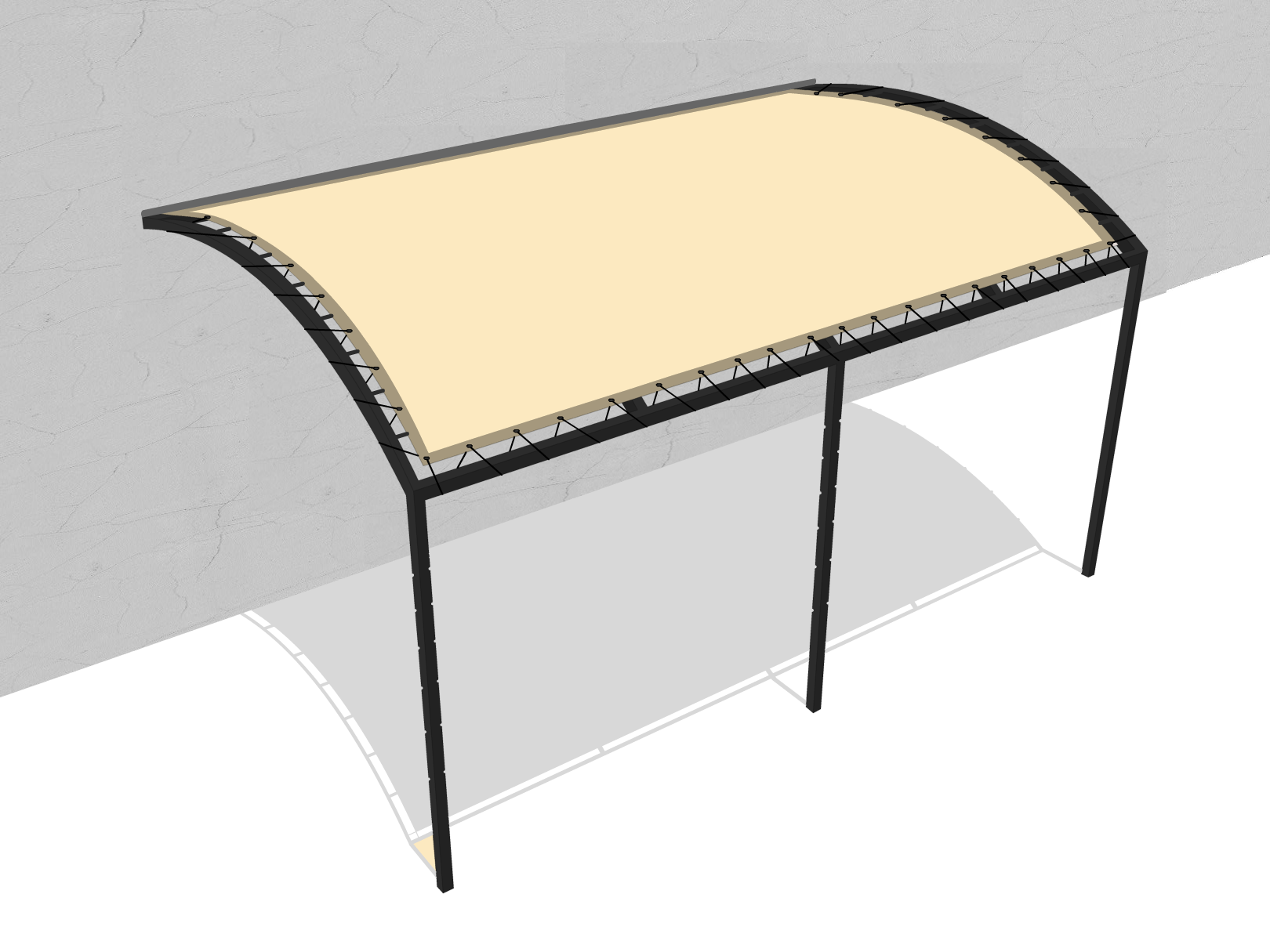 Bâche pour pergola métallique murale bombée en Flexlight Lodge 6002 630gr/m² Vanille 10387