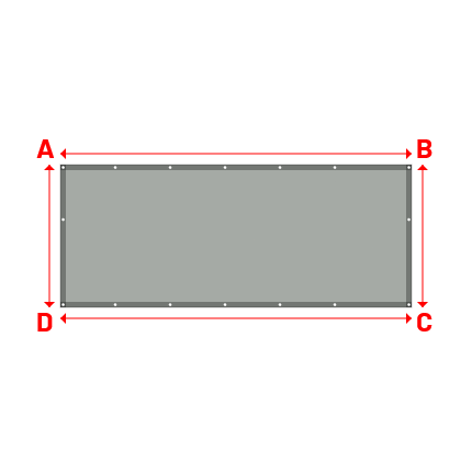 Bâche plate rectangle sur mesure en Membrane PVC 670gr/m² - Etanche Gris clair RAL 7038 - 3.20x1.30m
