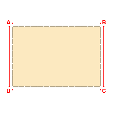 Bâche plate rectangle sur mesure en Membrane PVC 670gr/m² - Etanche Beige ral 1015 - 3.55x2.45m