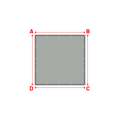 Bâche plate rectangle sur mesure en Membrane PVC 670gr/m² - Etanche Gris clair RAL 7038 - 2.10x2.10m
