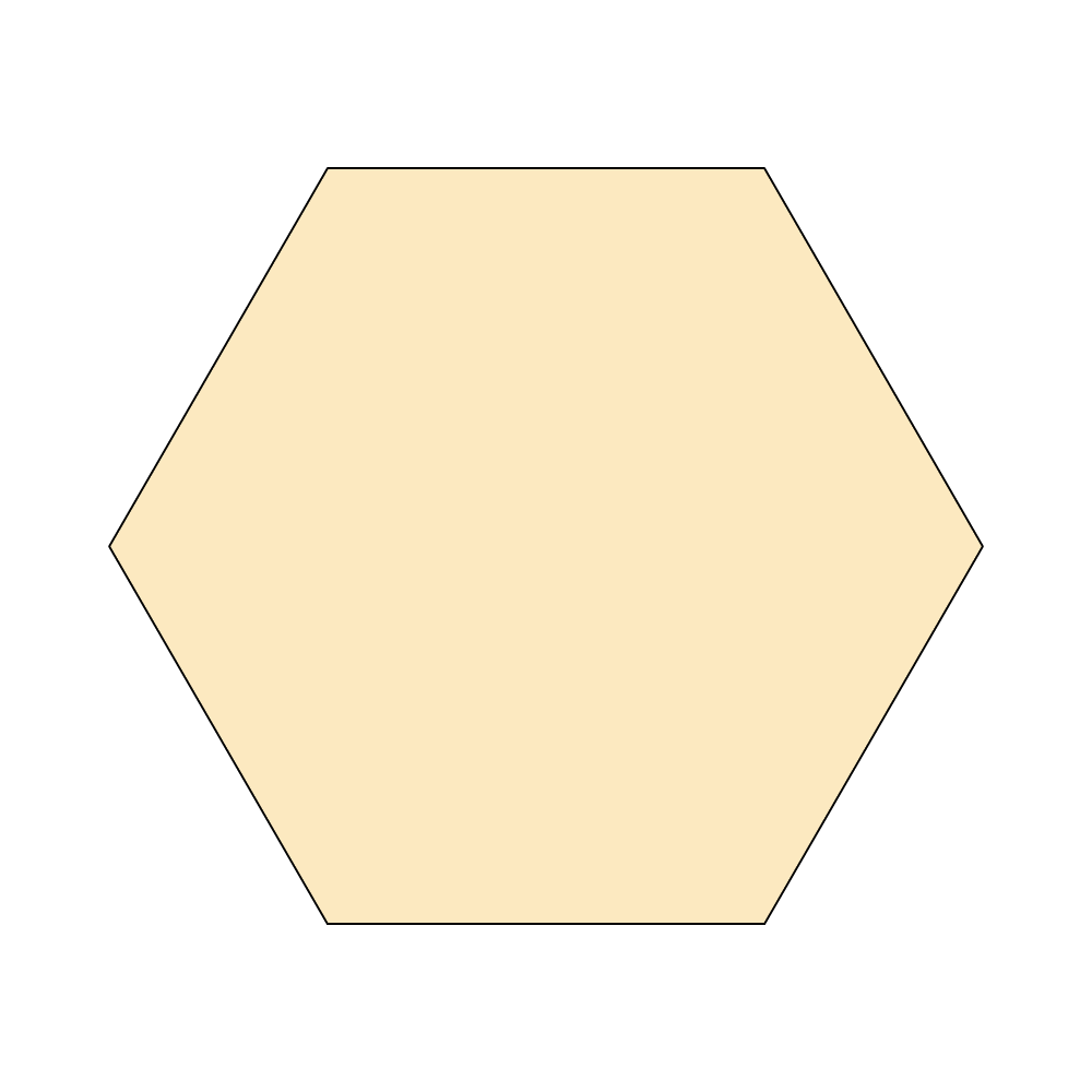 Bâche plate hexagonale regulier en Membrane PVC 670gr/m² - Etanche Beige ral 1015 d'une dimension de 2m