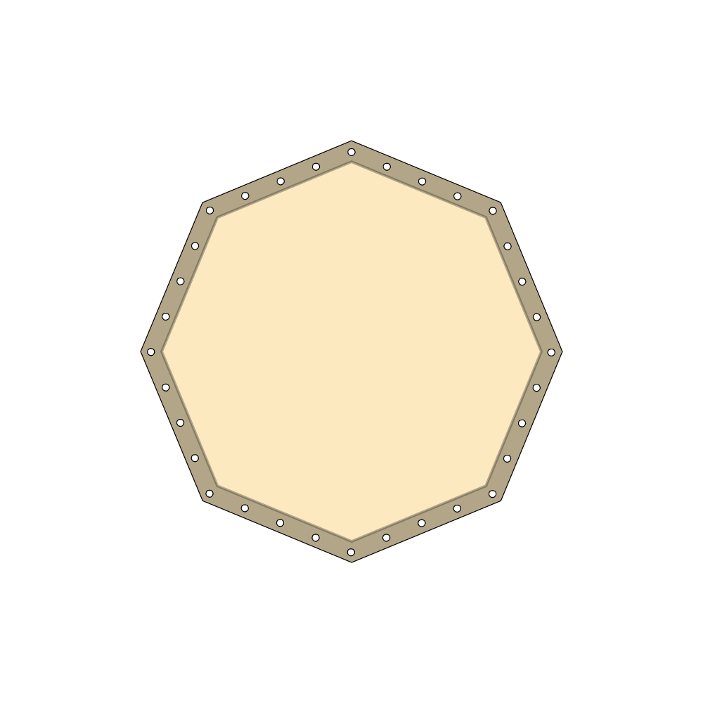 Bâche plate octogonale regulier en Membrane PVC 670gr/m² - Etanche Beige ral 1015 d'une dimension de m