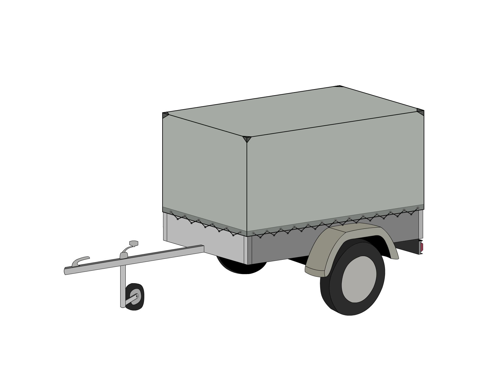 Bâche pour remorque bagagère Haute droite en Membrane PVC 670gr/m² - Etanche Gris clair RAL 7038