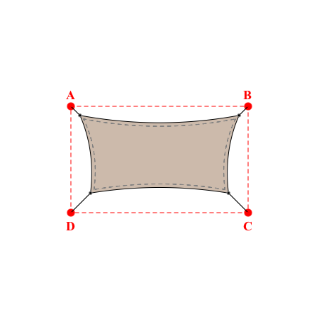 Voile d'ombrage rectangle en Soltis Lounge 96 Sandy beige 96-2135 - 4,49x2,19x3,89x2,19m