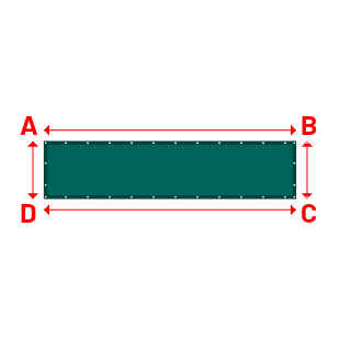 Bâche Rectangle en Membrane PVC 670gr/m² - Etanche Vert industrie RAL 6026 - 3.50x0.80m
