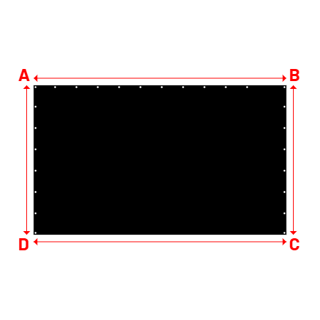 Bâche Rectangle en Membrane PVC 670gr/m² - Etanche Noir RAL 9005 - 3.55x2.10m
