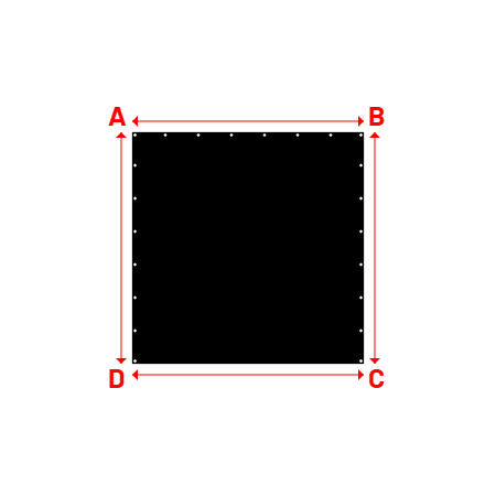 Bâche Rectangle en Membrane PVC 670gr/m² - Etanche Noir RAL 9005 - 2.10x2.10m