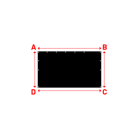 Bâche Rectangle en Membrane PVC 670gr/m² - Etanche Noir RAL 9005 - 2.05x1.17m