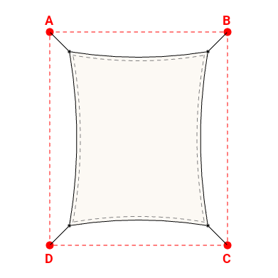 Voile d'ombrage rectangle en Soltis Perform 92 Blanc 92-2044 - 3,89x4,89x3,89x4,89m