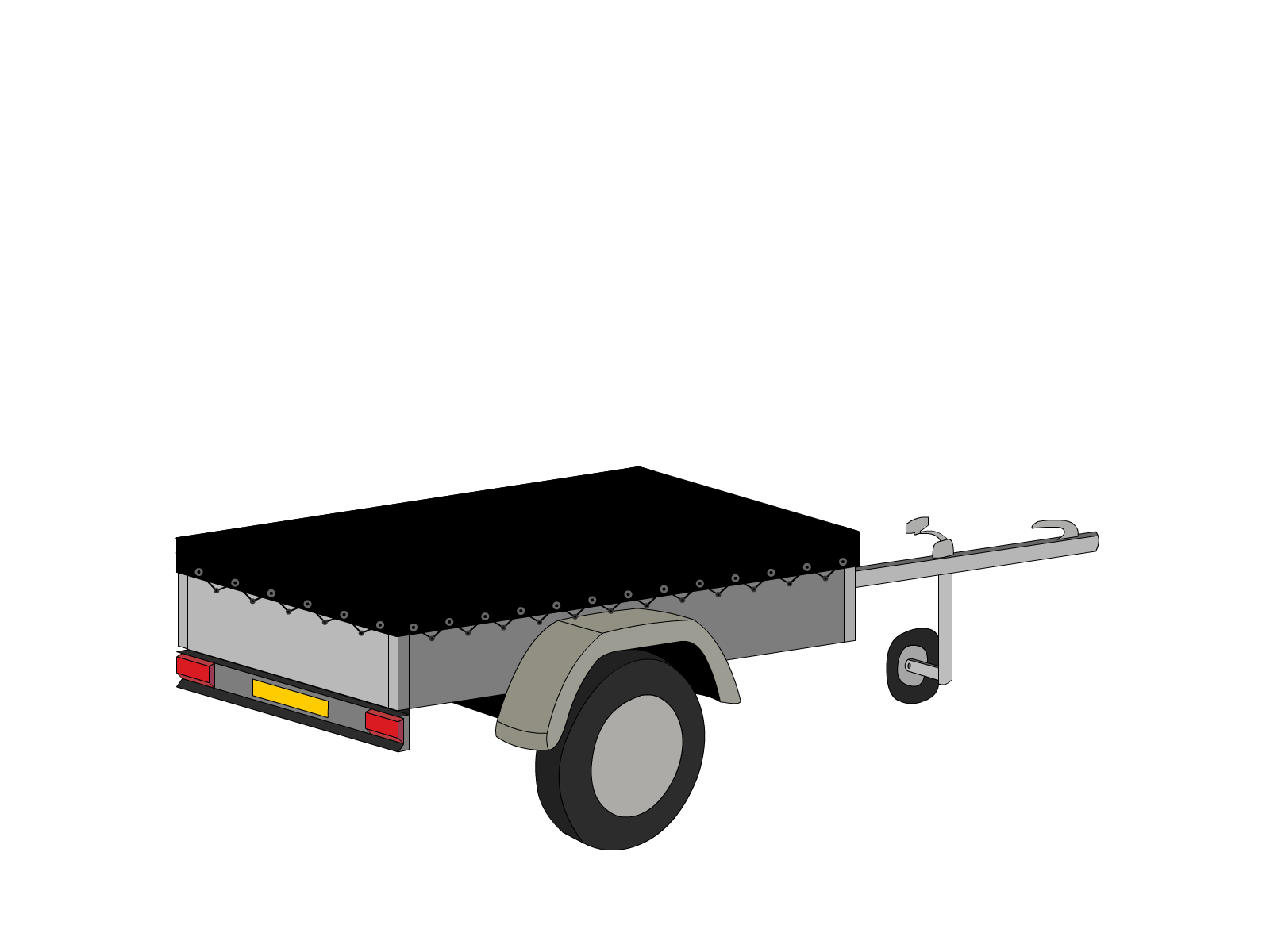 Bâche pour remorque bagagère Basse droite en Membrane PVC 670gr/m² - Etanche Noir RAL 9005