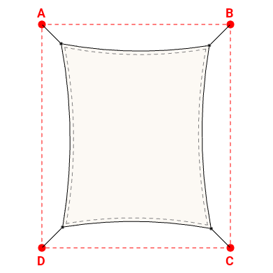 Voile d'ombrage rectangle en Soltis Perform 92 Blanc 92-2044 - 4,24x5,24x4,25x5,25m