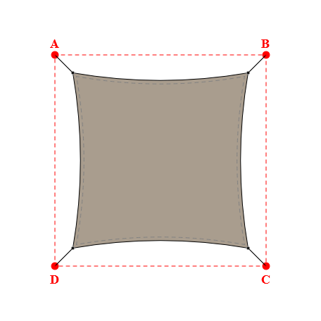 Voile d'ombrage carrée en Soltis Lounge 96 Taupe 96-50850 - 2,49x2,49x2,49x2,49m