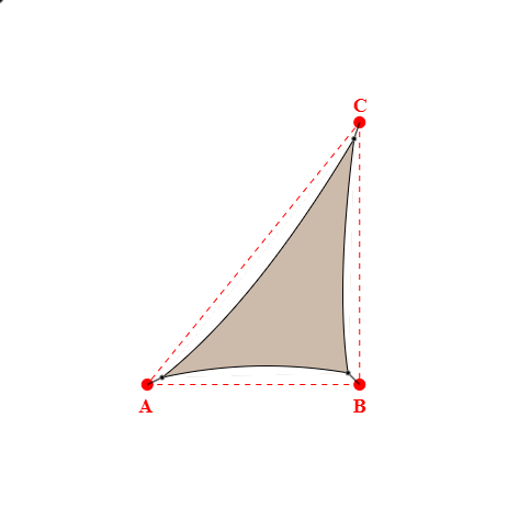 Voile d'ombrage triangle en Soltis Lounge 96 Sandy beige 96-2135 - 3,38x4,26x5,58m