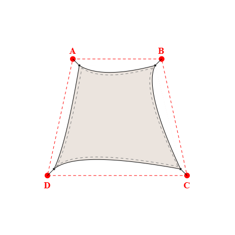 Voile d'ombrage trapèze en Soltis Lounge 96 Karité 96-50843 - 2,99x4,19x4,99x4,19m