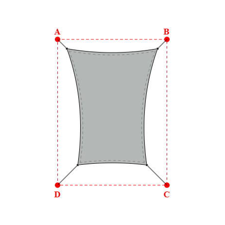 Voile d'ombrage rectangle en Soltis Lounge 96 Galet 96-2171 - 2,49x3,19x1,89x3,19m