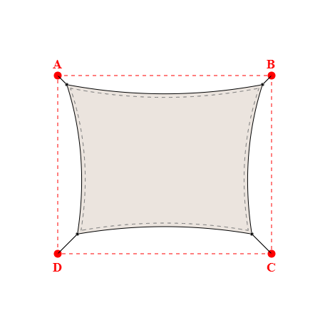 Voile d'ombrage rectangle en Soltis Lounge 96 Karité 96-50843 - 5,49x4,19x4,89x4,19m