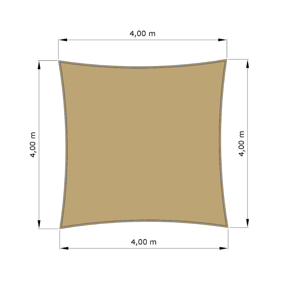Voile d'ombrage standard ajourée squa Sable du désert (704 AustralMesh) d'une dimension de 4x4m