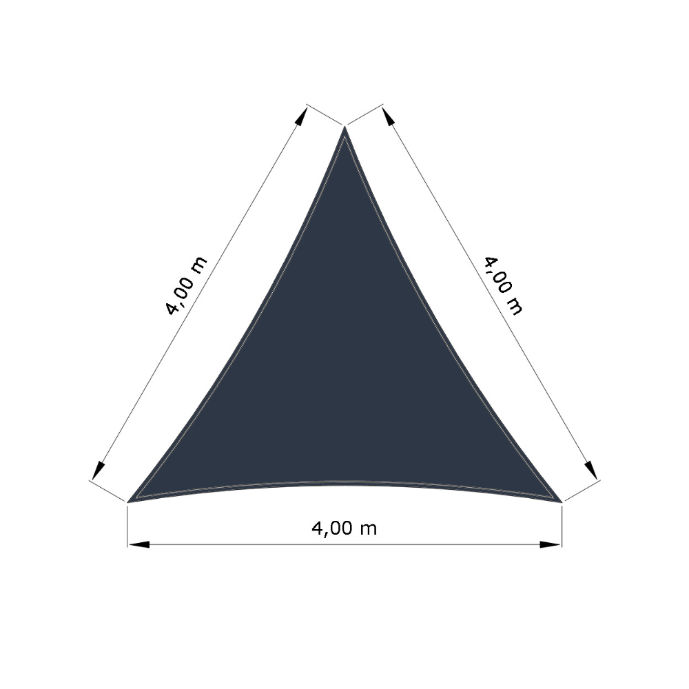 Voile d'ombrage standard ajourée triangle équilatéral Bleu marine (735 AustralMesh) d'une dimension de 4x4x4m