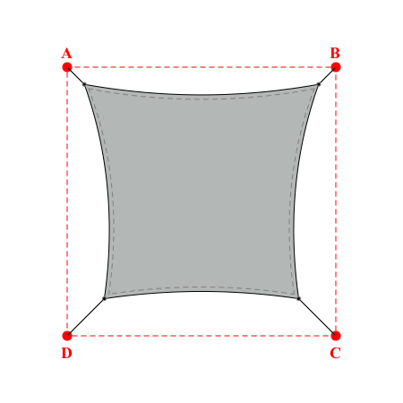 Voile d'ombrage rectangle en Soltis 96 - Toile d'ombrage haute performance Galet 96-2171 - 3,49x3,19x2,89x3,19m