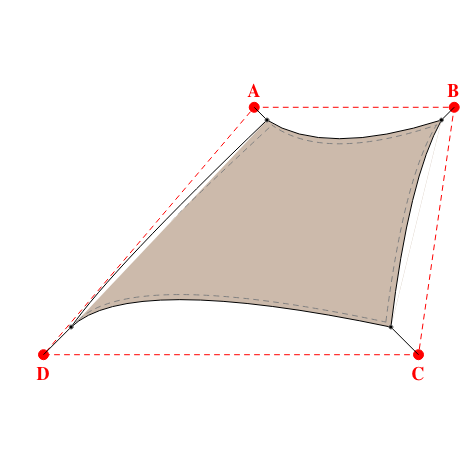 Voile d'ombrage trapèze en Soltis 96 - Toile d'ombrage haute performance Sandy beige 96-2135 - 3,49x4,19x6,39x5,69m