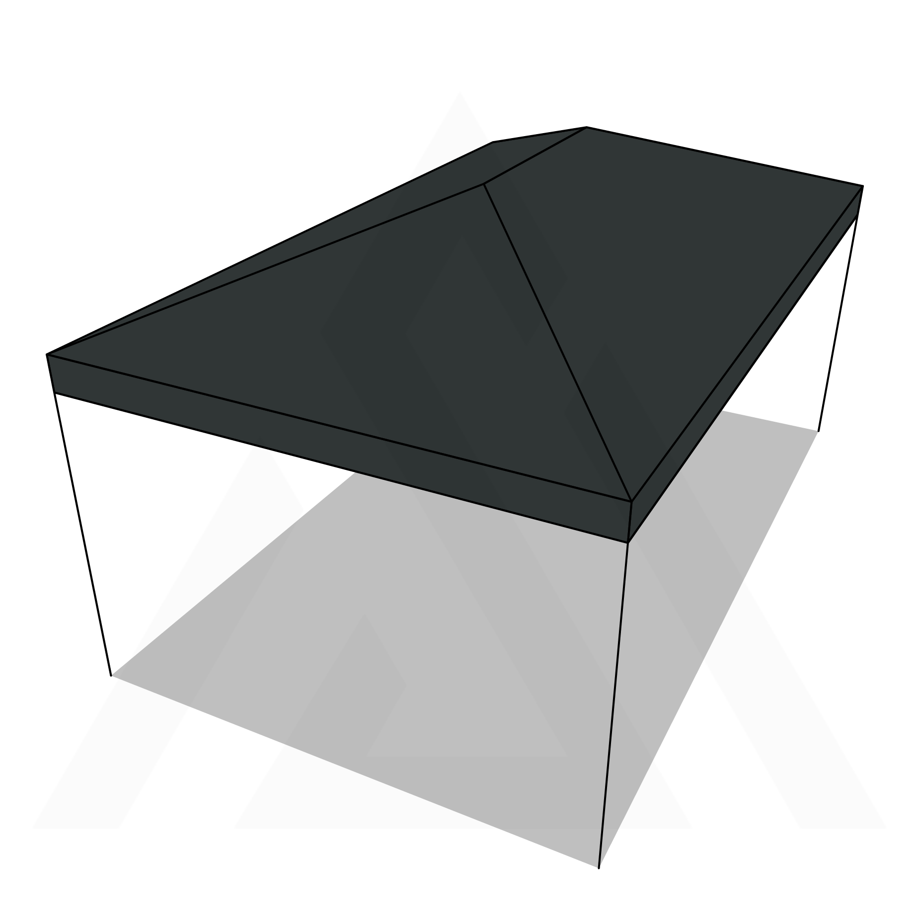 Bâche tonnelle rectangle 4 pentes avec faîtage en Protect 670 : La référence en matière de protection étanche Gris anthracite RAL 7016 - 4x3m