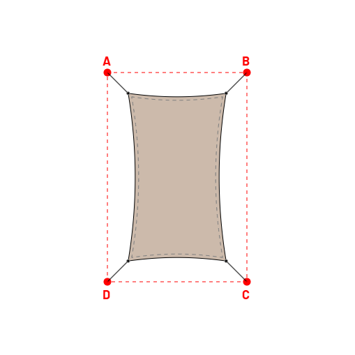 Voile d'ombrage rectangle en Soltis 96 - Toile d'ombrage haute performance Sandy beige 96-2135 - 1,40x2,40x1,40x2,40m