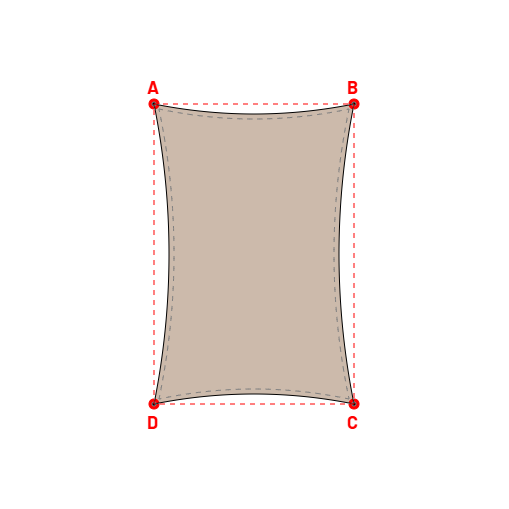 Voile d'ombrage rectangle en Soltis 96 - Toile d'ombrage haute performance Sandy beige 96-2135 - 2,00x3,00x2,00x3,00m