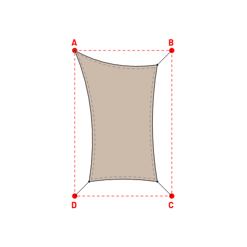 Voile d'ombrage rectangle en Soltis 96 - Toile d'ombrage haute performance Sandy beige 96-2135 - 1,70x2,40x1,40x2,70m