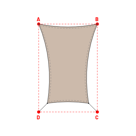 Voile d'ombrage rectangle en Soltis 96 - Toile d'ombrage haute performance Sandy beige 96-2135 - 2,00x2,70x1,40x2,70m