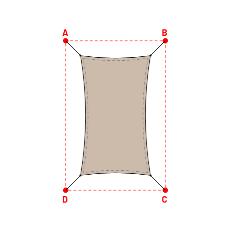 Voile d'ombrage rectangle en Soltis 96 - Toile d'ombrage haute performance Sandy beige 96-2135 - 1,40x2,40x1,40x2,40m