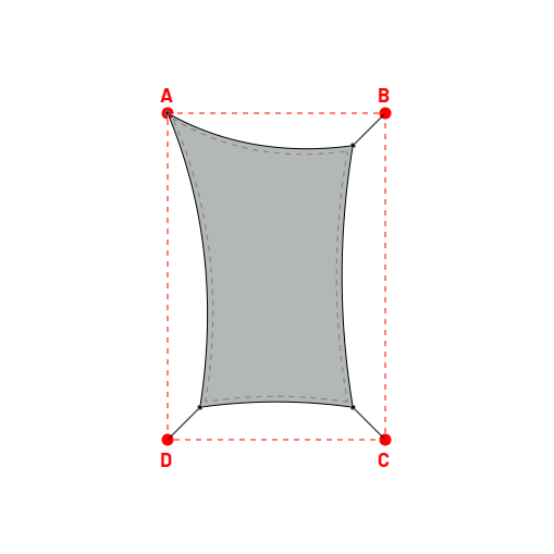 Voile d'ombrage rectangle en Soltis 96 - Toile d'ombrage haute performance Galet 96-2171 - 1,70x2,40x1,40x2,70m