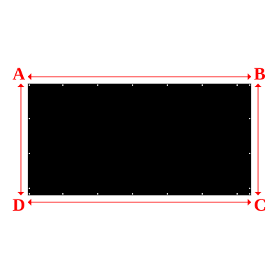 Bâche Rectangle en Protect 670 : La référence en matière de protection étanche Noir RAL 9005 - 4.00x2.00m