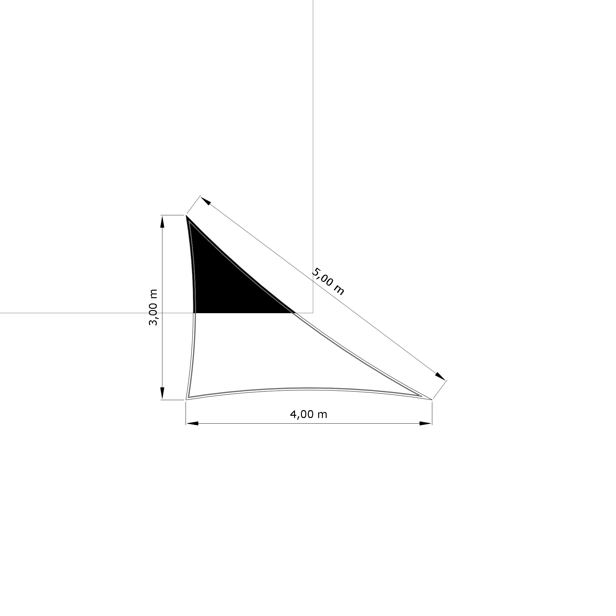 Voile d'ombrage standard ajourée triangle  d'une dimension de 3x4x5m