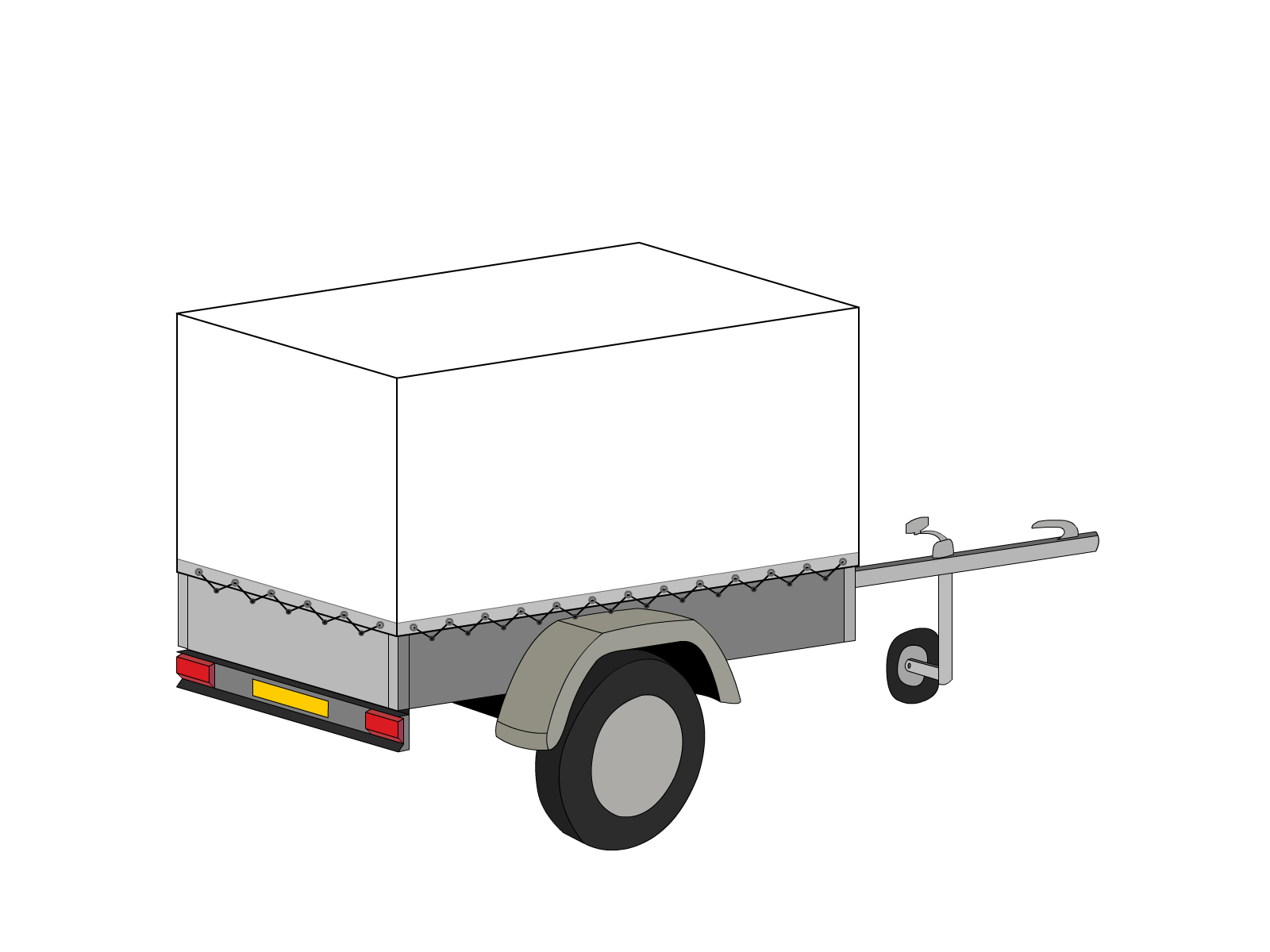 Bâche pour remorque bagagère Haute droite en Protect 670 : La référence en matière de protection étanche Blanc RAL 9016