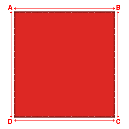 Bâche Rectangle en Protect 670 : La référence en matière de protection étanche Rouge RAL 3002 - 3.80x4.00m