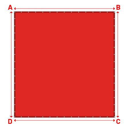 Bâche Rectangle en Protect 670 : La référence en matière de protection étanche Rouge RAL 3002 - 3.80x4.00m