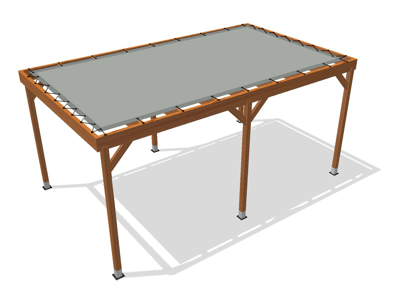 Bâche pour pergola bois sur pieds sans débord en Protect 670 : La référence en matière de protection étanche Gris clair RAL 7038