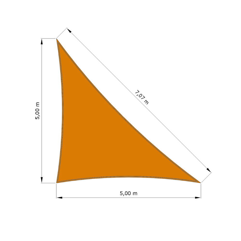 Voile d'ombrage standard ajourée triangle Hydris 0503 Or d'une dimension de 5x5x707m