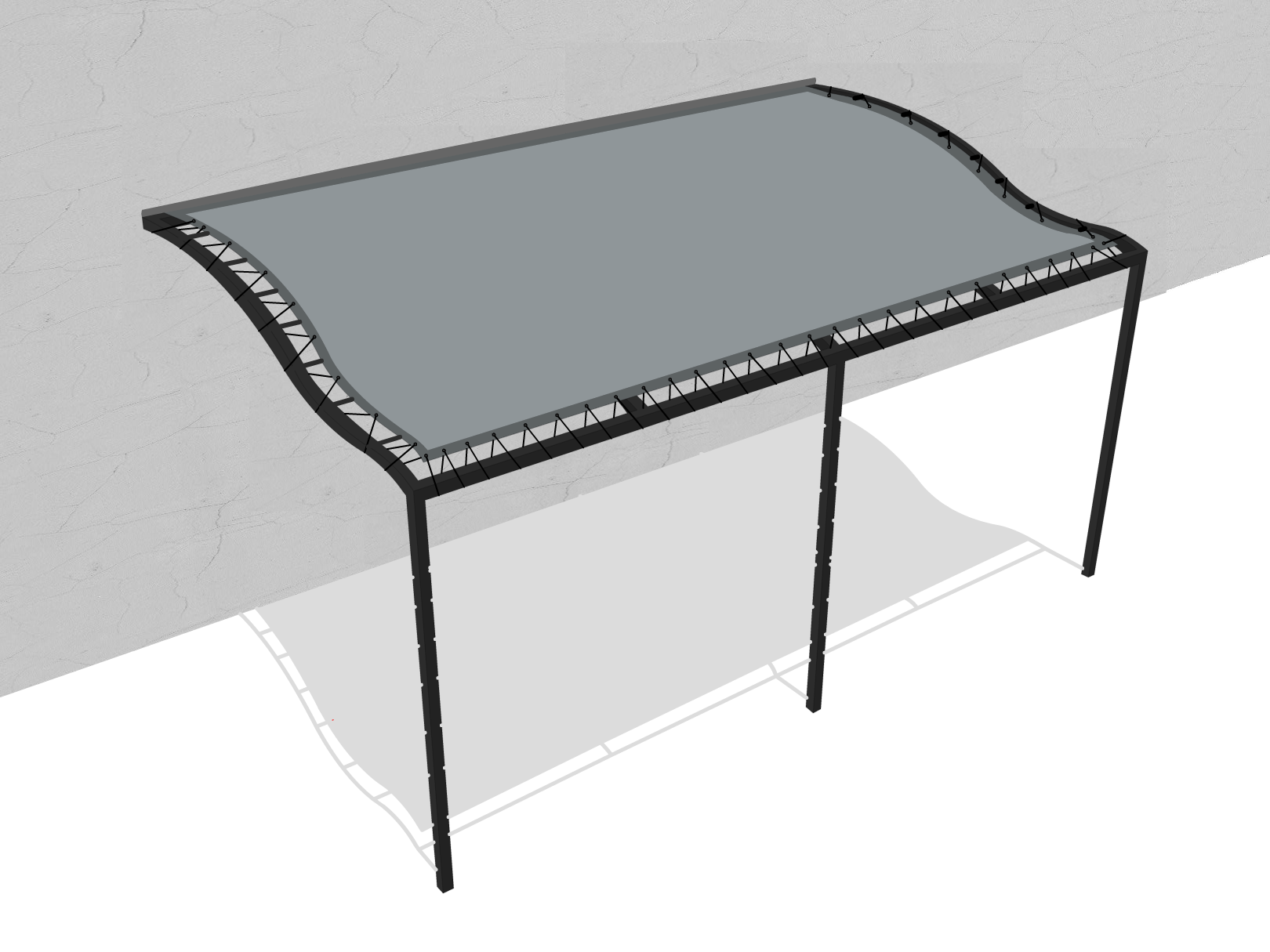 Bâche pour pergola métallique murale à vague en Flexlight Lodge 6002 630gr/m² Gris 6002-20024