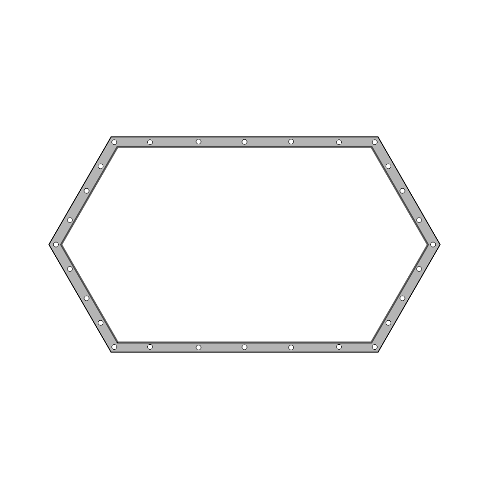 Bâche plate hexagonale en Protect 670 : La référence en matière de protection étanche Blanc RAL 9016 d'une dimension de 2x1x1m