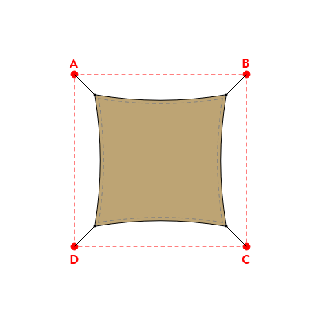 Voile d'ombrage rectangle en AustralMesh - Toile d'ombrage ajourée Sable du désert (704 AustralMesh) - 1,90x1,90x1,90x1,90m