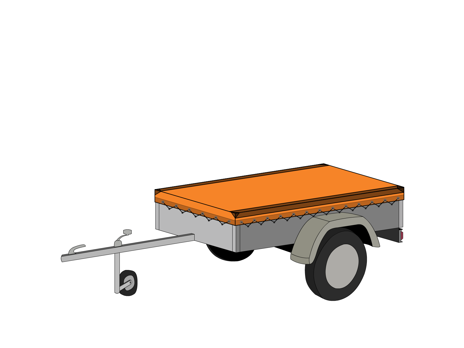 Bâche pour remorque bagagère Basse droite en Protect 670 : La référence en matière de protection étanche Orange RAL 2004