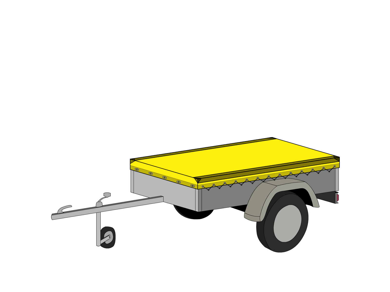 Bâche pour remorque bagagère Basse droite en Protect 670 : La référence en matière de protection étanche Jaune citron RAL 1018