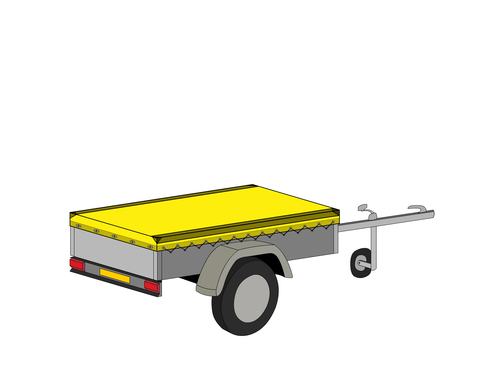 Bâche pour remorque bagagère Basse droite en Protect 670 : La référence en matière de protection étanche Jaune citron RAL 1018