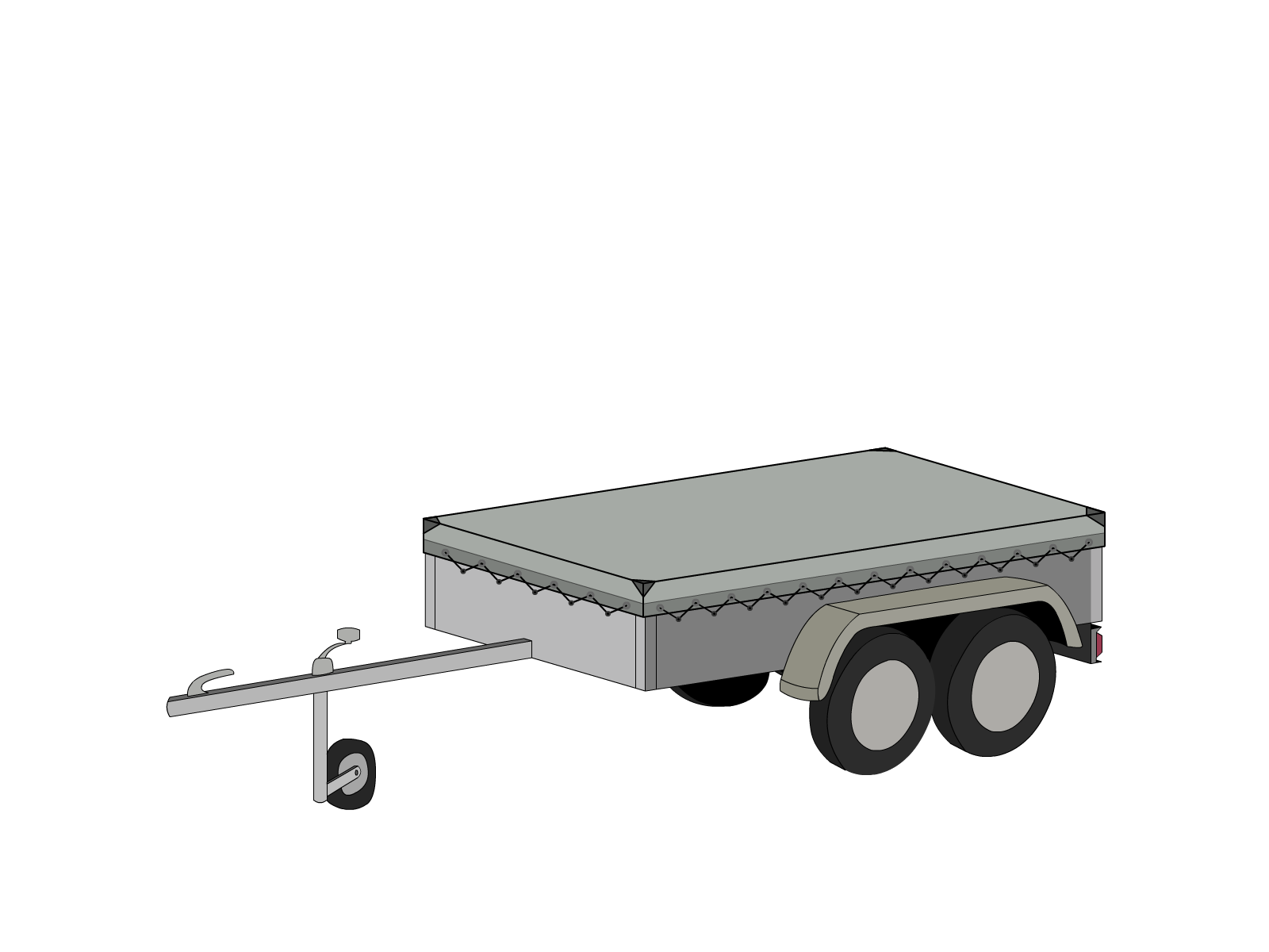 Bâche pour remorque bagagère Basse droite en Protect 670 : La référence en matière de protection étanche Gris clair RAL 7038