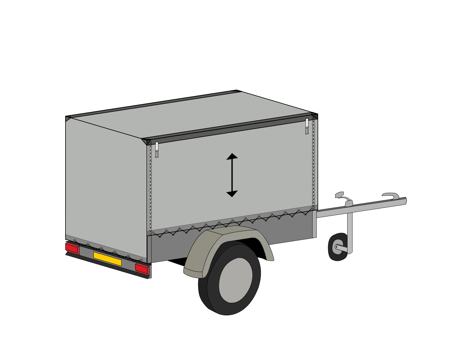 Bâche pour remorque bagagère Haute droite en MaxiProtect 900 : Protection & grammage renforcé Gris agate RAL 7038